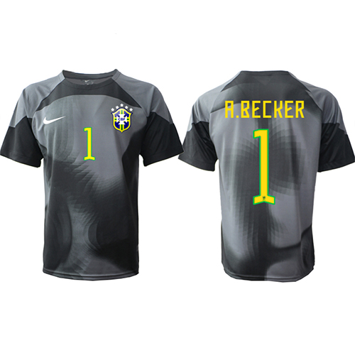 Camiseta Brasil Alisson Becker #1 Portero Primera Equipación Mundial 2022 manga corta